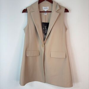Joseph Ribkoff Khaki Tan Business Blazer Vest Womens 6 NWT Modern Preppy Career